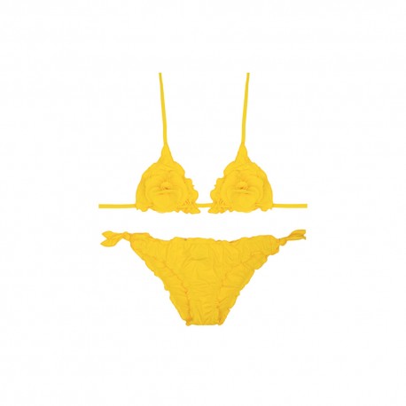 Island Coco Bikini Triangolo Con Frou E Costume Slip Fiocchi Giallo  Bambina