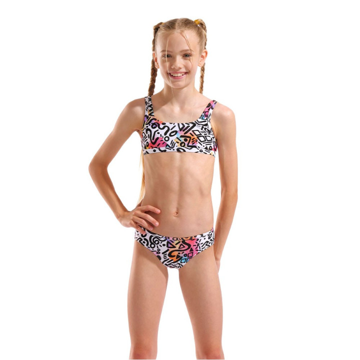 Arena Bikini Bralette Fantasia Graffiti Bianco Bambina
