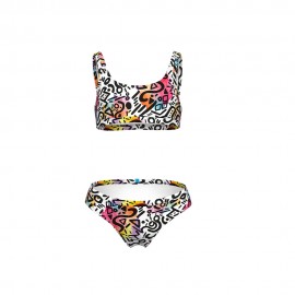 Arena Bikini Bralette Fantasia Graffiti Bianco Bambina