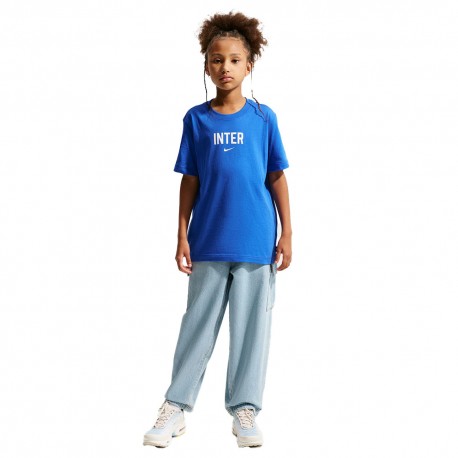 Nike Maglia Maniche Corte Inter Express Lyon Blu Bambino