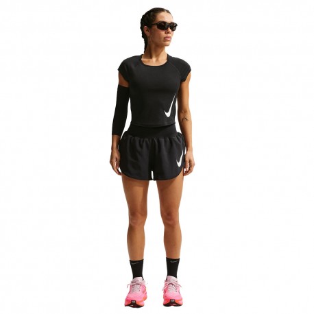 Nike Pantaloncini Running Tempo Swoosh Nero Bianco Donna