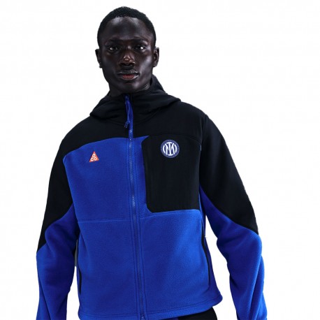 Nike Felpa Calcio Pile Inter Blue Arancio Uomo