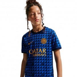 Nike Maglia Maniche Corte Inter Pre Match Blu Nero Oro Bambino