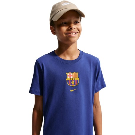 Nike Fc Barcelona Maglia Maniche Corte Crest Deep Blu Bambino