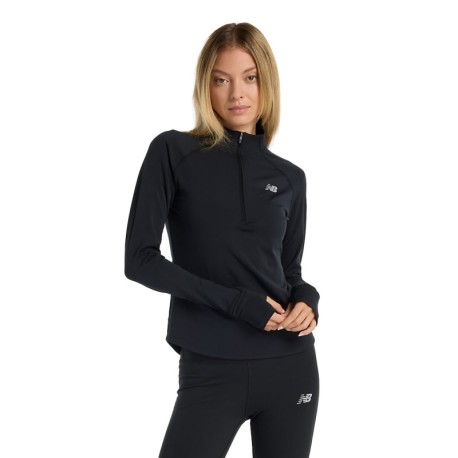 New Balance T-Shirt Running Half Zip Nb Harmony Nero Donna