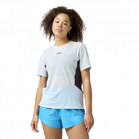 Brooks T-Shirt Trail Running High Point Stride Blu Dk Russet Donna