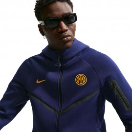 Nike Felpa Calcio Inter Tech Flc Fz Blu Oro Uomo