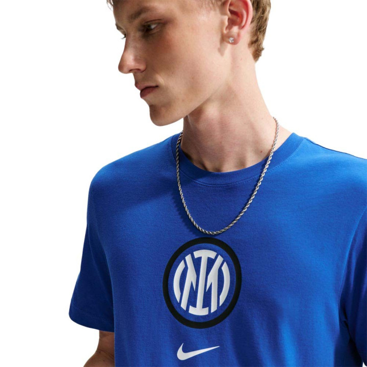 Nike Maglia Maniche Corte Inter Crest Blu Bianco Uomo