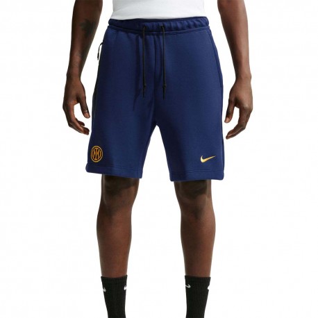 Nike Pantaloncini Calcio Inter Tech Flc Blu Oro Uomo