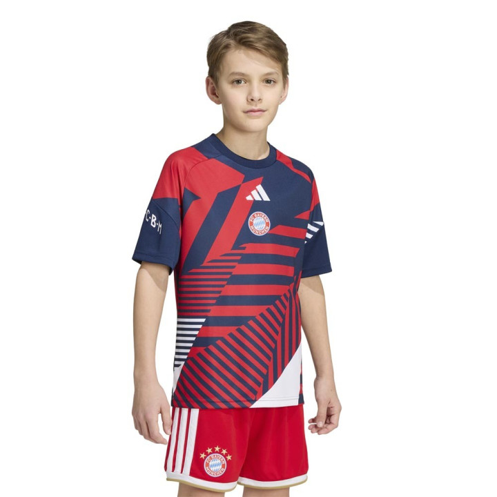 ADIDAS Maglia Maniche Corte Pre-Matech Bayern Rosso Bianco Blu Bambino