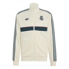 ADIDAS Originals Felpa Real Madrid Full Zip Poly Panna Verde Uomo