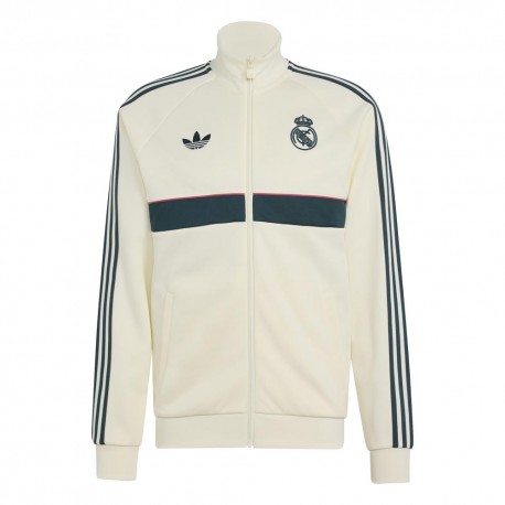 ADIDAS Originals Felpa Real Madrid Full Zip Poly Panna Verde Uomo