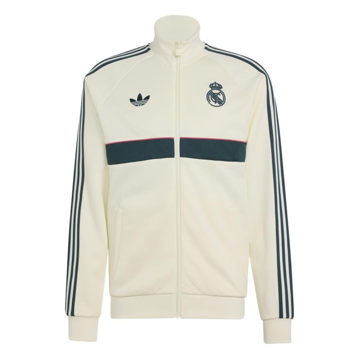 ADIDAS Originals Felpa Real Madrid Full Zip Poly Panna Verde Uomo