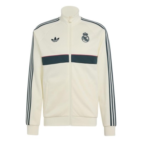 ADIDAS Originals Felpa Real Madrid Full Zip Poly Panna Verde Uomo
