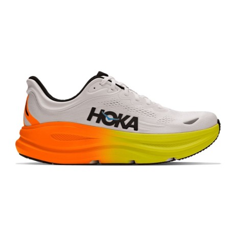 Hoka Bondi 9 Bianco Neon Tangerine - Scarpe Running Uomo