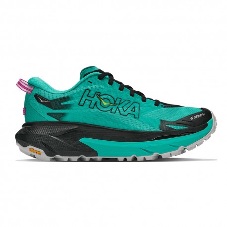 Hoka Mafate 5 Nero Electric Aqua - Scarpe Trail Running Donna