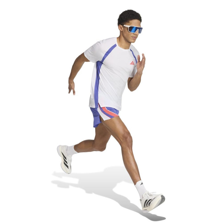ADIDAS T-shirt Running Adizero Archive Bianco Viola Uomo