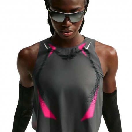 Nike Crop Canotta Running Aeroswift Grigio Volt Bianco Donna
