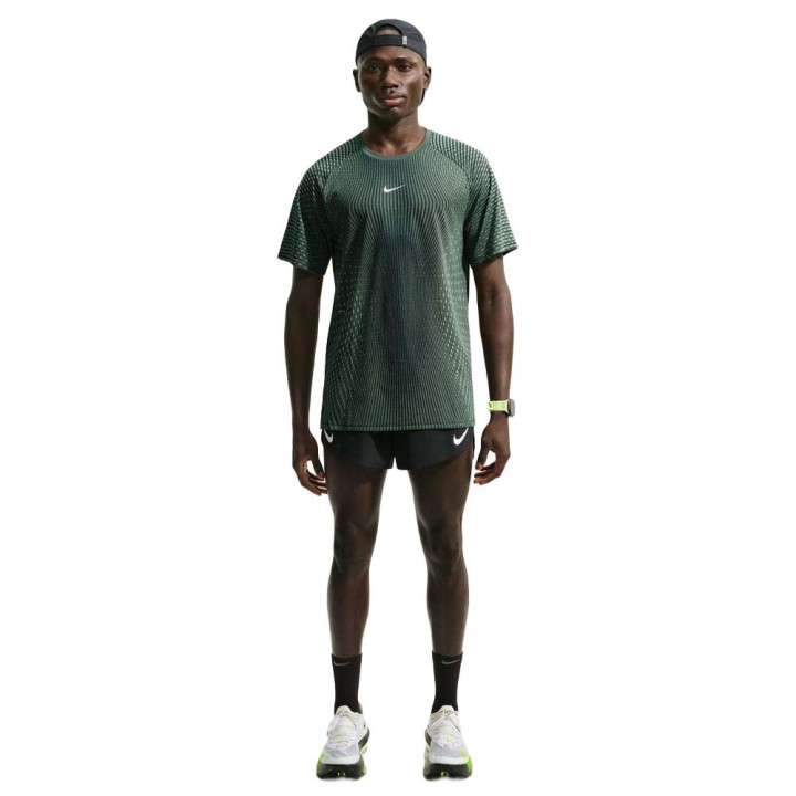 Nike T-shirt Running Af Stride Nero Verde Spark Argento Uomo