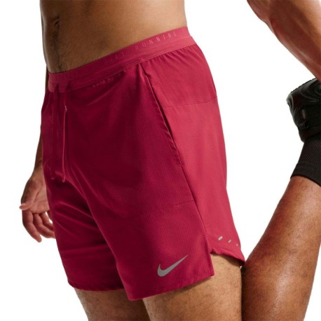 Nike Pantaloncini Running Stride 5" Bf Rosso Argento Uomo