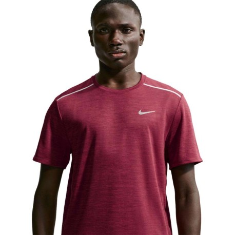 Nike T-shirt Running Miler Tough Rosso Mystic Dates Uomo