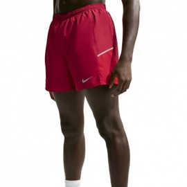 Nike Pantaloncini Running Miler 5" Df Rosso Grigio Uomo