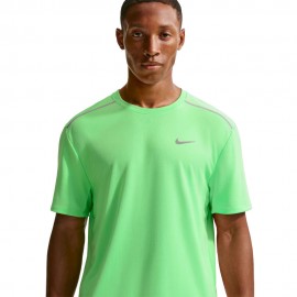 Nike T-shirt Running Miler Illusion Verde Argento Uomo