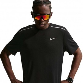 Nike T-shirt Running Miler Nero Argento Uomo