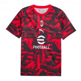 Puma Maglia Maniche Corte Ac Milan Warm Up Nero Rosso Uomo