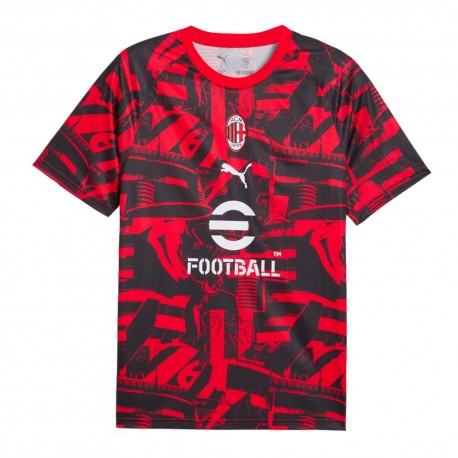 Puma Maglia Maniche Corte Ac Milan Warm Up Nero Rosso Uomo