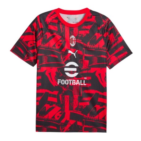 Puma Maglia Maniche Corte Ac Milan Warm Up Nero Rosso Uomo