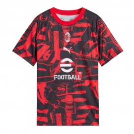 Puma Maglia Maniche Corte Ac Milan Pre Gara Nero Rosso Bambino