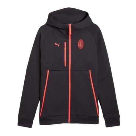 Puma Felpa Calcio Ac Milan Pumatech Fz Antracite Rosso Uomo