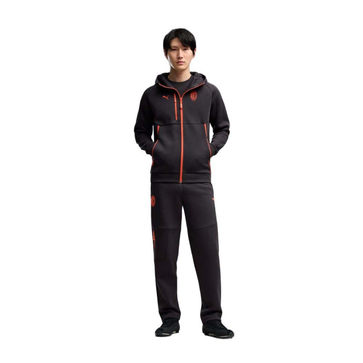 Puma Felpa Calcio Ac Milan Pumatech Fz Antracite Rosso Uomo
