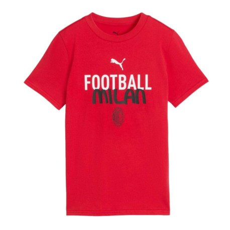 Puma Maglia Maniche Corte Ac Milan Rosso Bianco Bambino