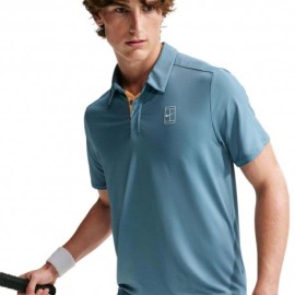 Nike Polo Tennis Advantage Smokeyblu Bianco Uomo