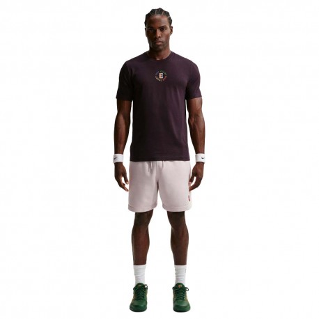 Nike T-Shirt Tennis Dri-Fit Cotton Burgundy Ash Uomo