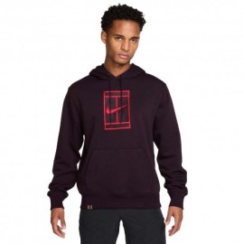 Nike Felpa Tennis Logo Court Burgundi Ash Bright Crimson Uomo