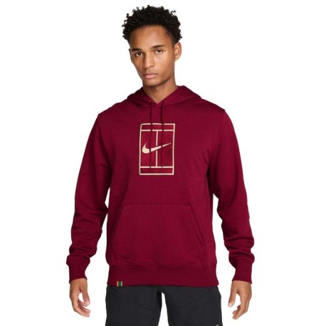 Nike Felpa Tennis Logo Court Team Rosso Pale Ivory Uomo