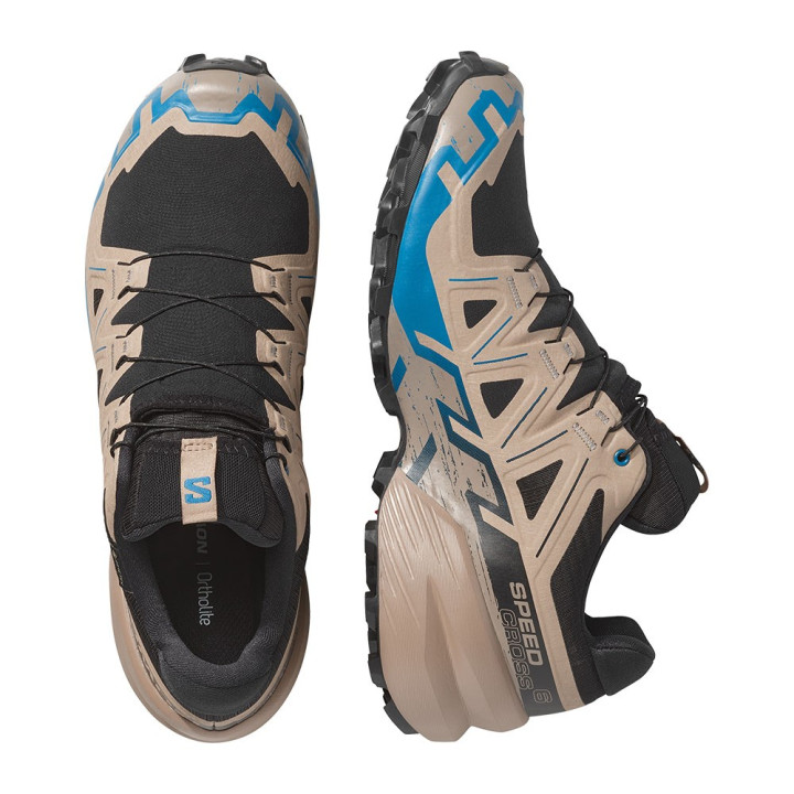 Salomon Speedcross 6 Gtx Nero Desert Tan Mykonos Blue - Scarpe Trail Running Uomo