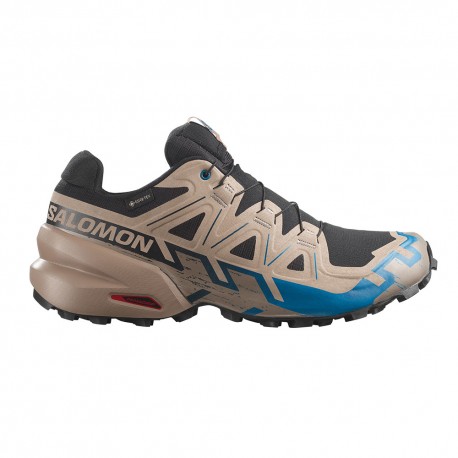 Salomon Speedcross 6 Gtx Nero Desert Tan Mykonos Blue - Scarpe Trail Running Uomo