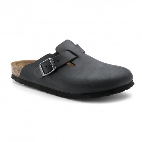 Birkenstock Boston Nero Oiled Lea Nero - Sandali Uomo