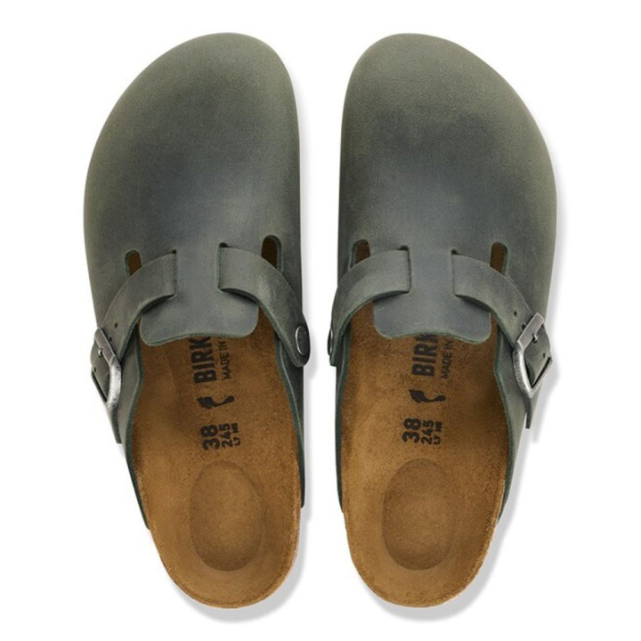 Birkenstock Boston Thyme Oiled Lea Verde - Sandali Uomo