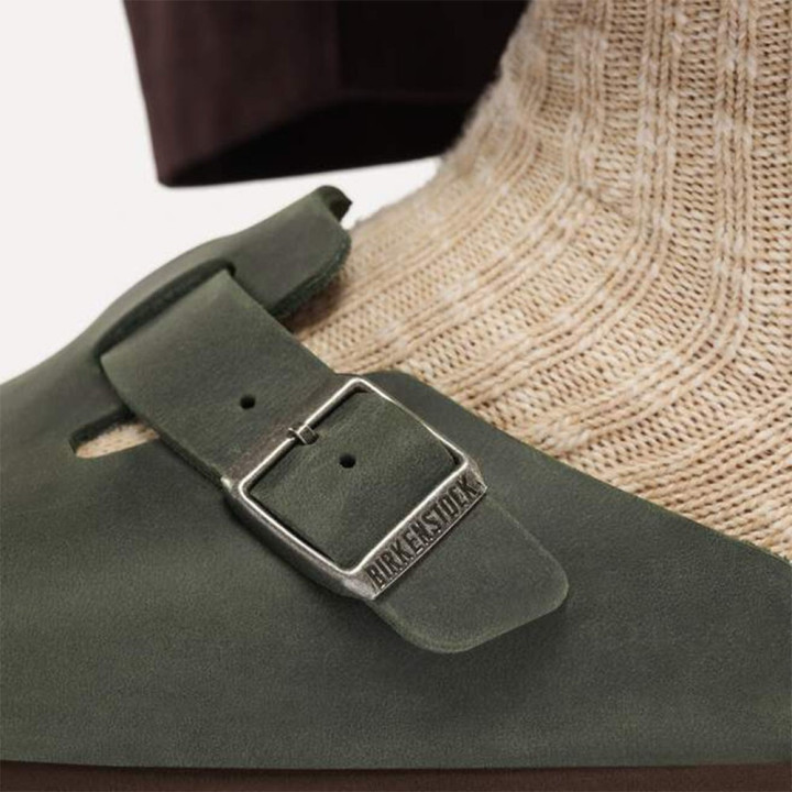 Birkenstock Boston Thyme Oiled Lea Verde - Sandali Uomo