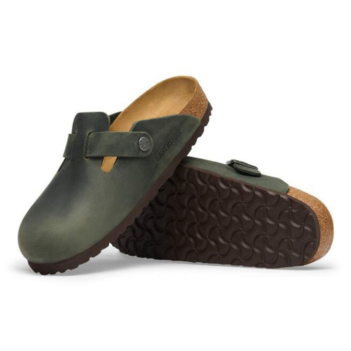 Birkenstock Boston Thyme Oiled Lea Verde - Sandali Uomo