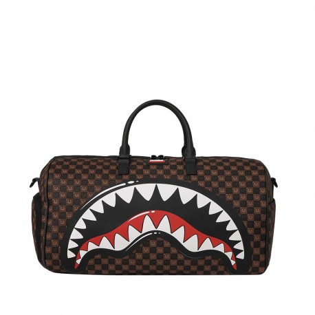 Sprayground Borsa Duffle Sharks In Paris Bubble Check Brown