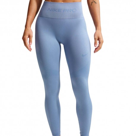 Nike Pro Seamless Leggings Palestra Tight Azzurro Donna