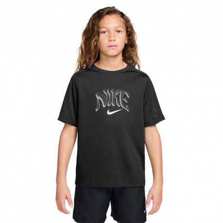 Nike Multi Refresh T-Shirt Palestra Logo Nero Bambino