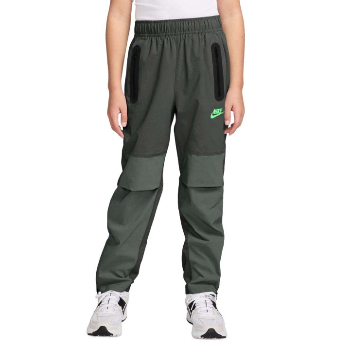 Nike Pantalone Open Tech Fleece Wovent Verde Bambino