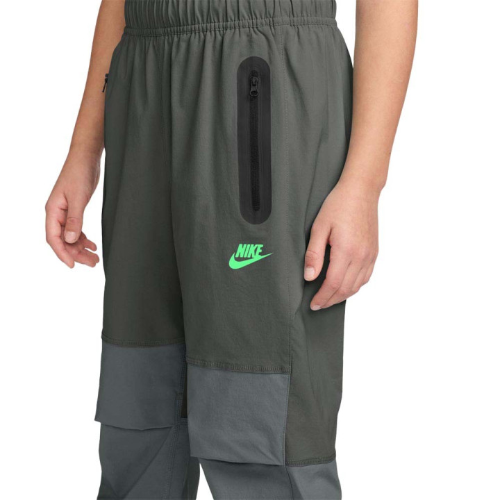 Nike Pantalone Open Tech Fleece Wovent Verde Bambino